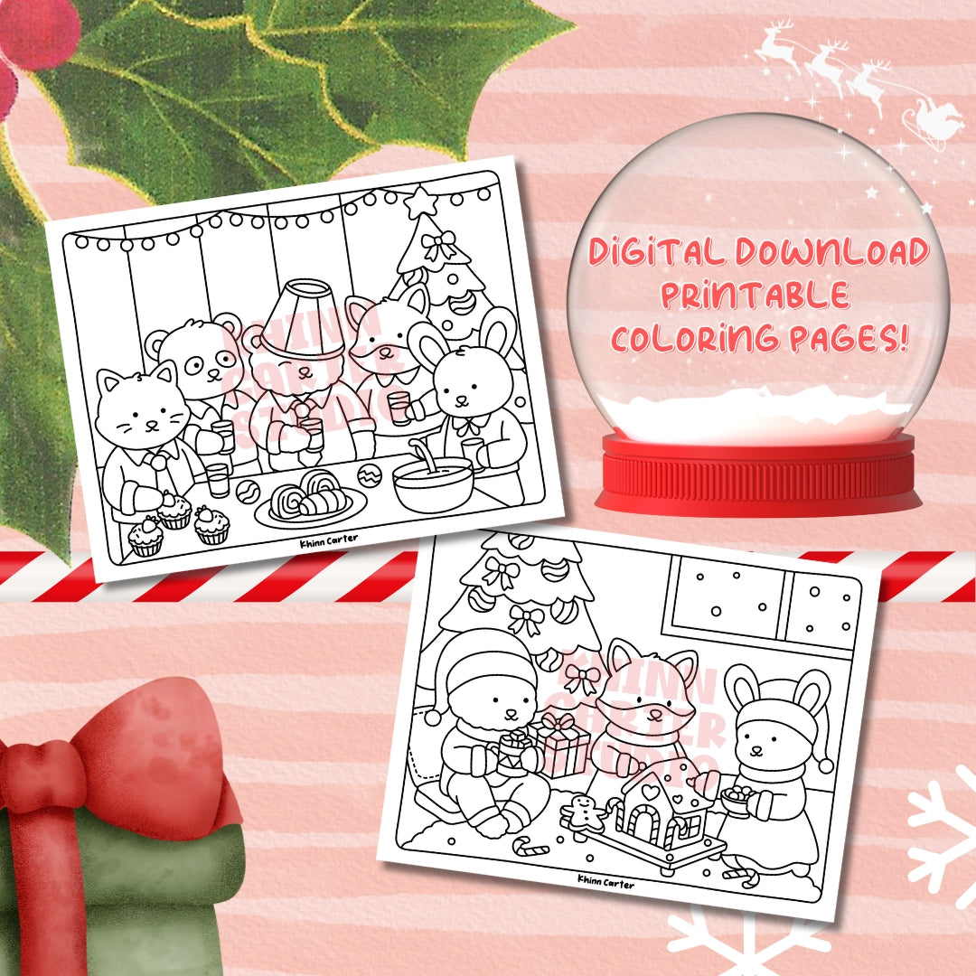 Digital Download • "Christmas Parties" Coloring Pages